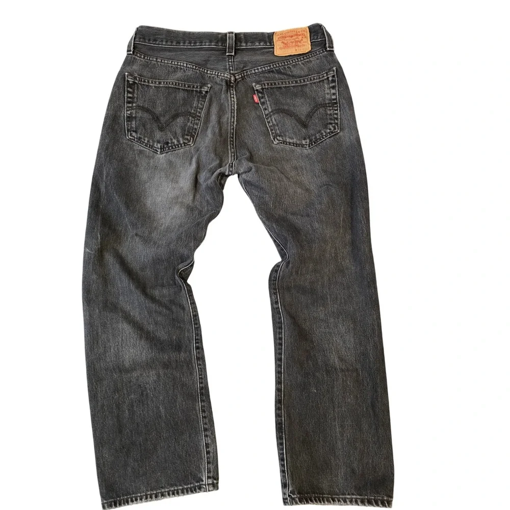 Vintage Levis 501 Black Fade Straight Leg Button Fly Denim Jeans Mens 34x29